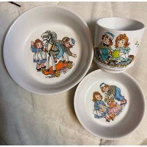 Vintage Raggedy Anne and Andy Dish Set